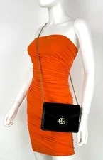 Gucci Auth GG Marmont Mini Chain Strap Wallet Crossbody 4