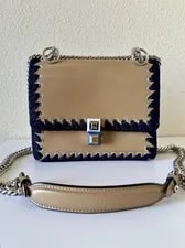 Fendi — Fendi Kan I Vitello Liberty Ribbon Lace Stud — Handbag — resale