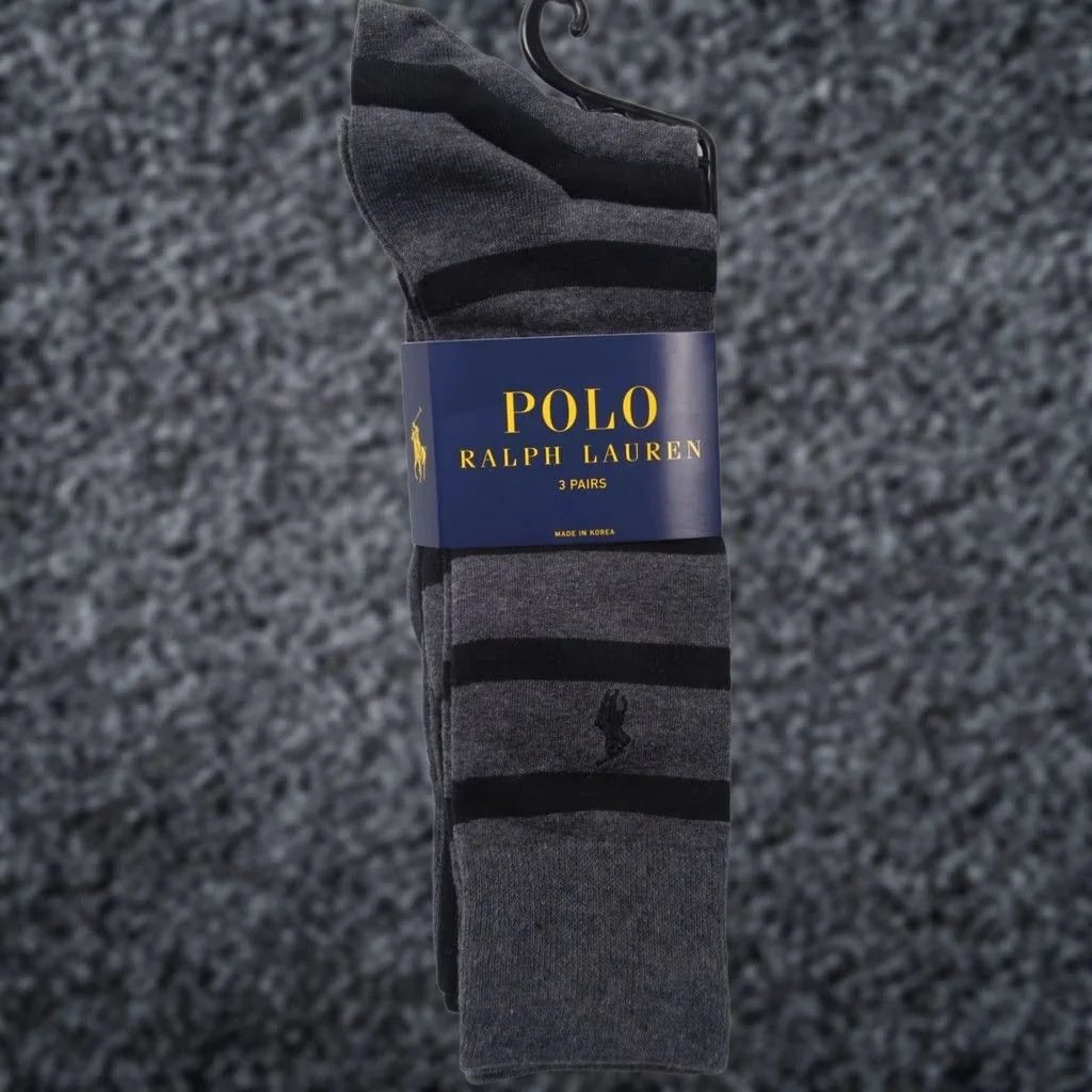 Polo Ralph Lauren — Polo Ralph Lauren 3 Pairs Dress Socks Dark Striped Solid — streetwear — resale