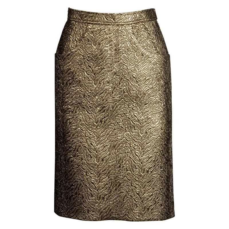 Yves Saint Laurent — 1980s Yves Saint Laurent Rive Gauche Quilted Metallic Pencil Skirt — Clothing — resale