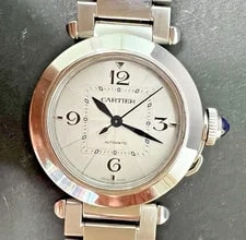 Cartier WSPA0012 Pasha 4327 Auto 35mm Steel & Red Leather Warranty Boxed 4
