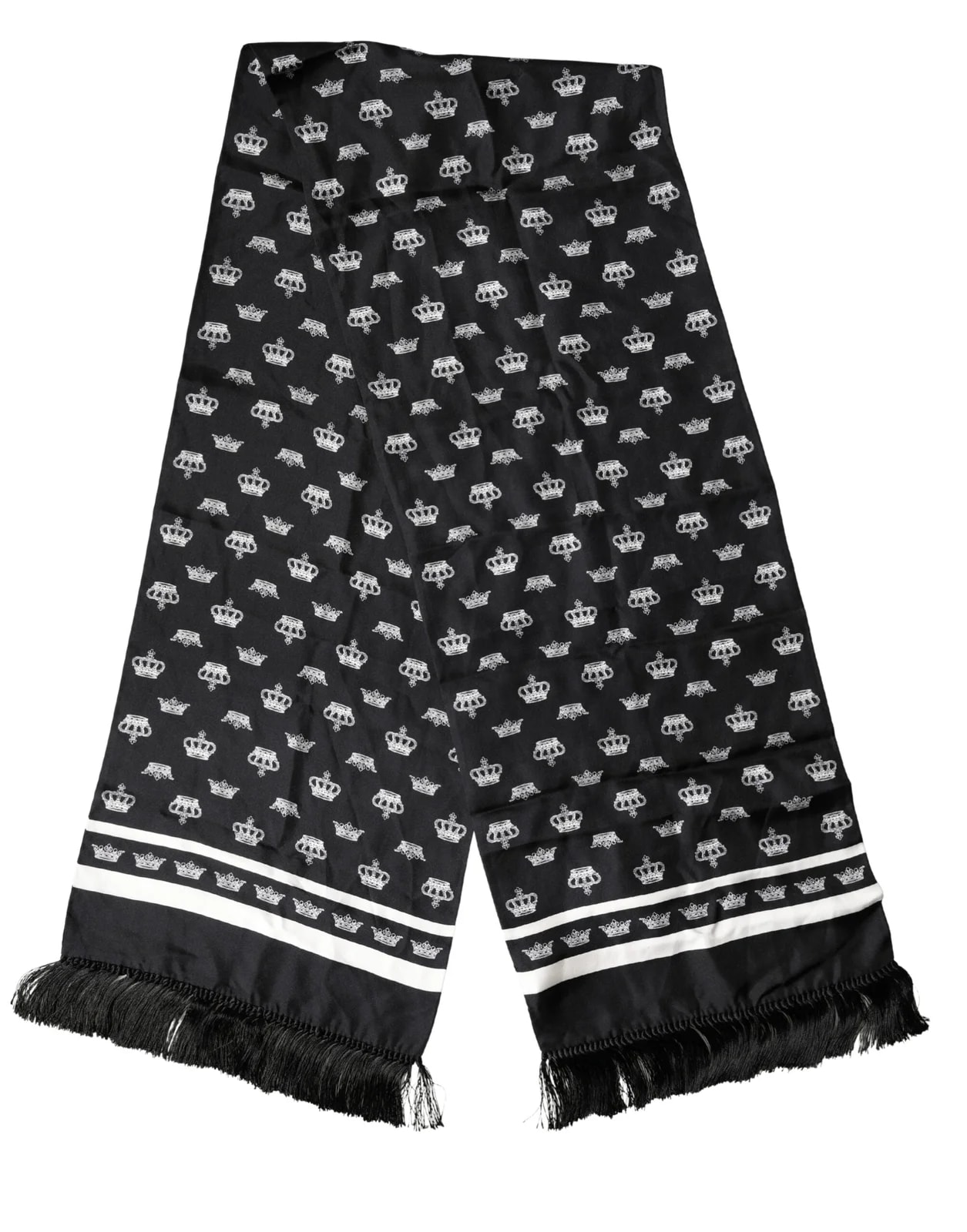 Dolce & Gabbana — Dolce & Gabbana Crown Fringe Neck Wrap 173cm X 32.5cm Scarf — Accessory — resale