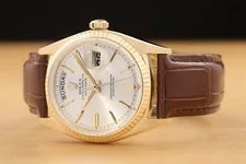 Rolex Day-date 1803 18K Yellow Gold Silver Dial Brown Leather 2