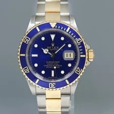 Papers 2009 Rolex Submariner 16613LB Yellow Gold Two Tone Steel Blue 2