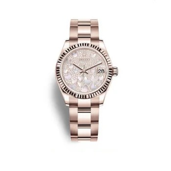 Datejust 31 Mother of Pearl Butterfly Diamond Pave Dial 18kt Everose Gold President 278275PAVEP 2