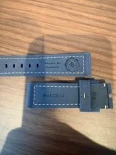 Panerai Leather Belt Black White Stitch 22mm ’S From Japan 2