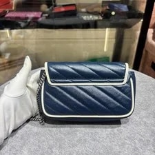 Gucci Marmont GG Logo Color-Blocked Quilted Chain - Very Good #1N68XAW 2