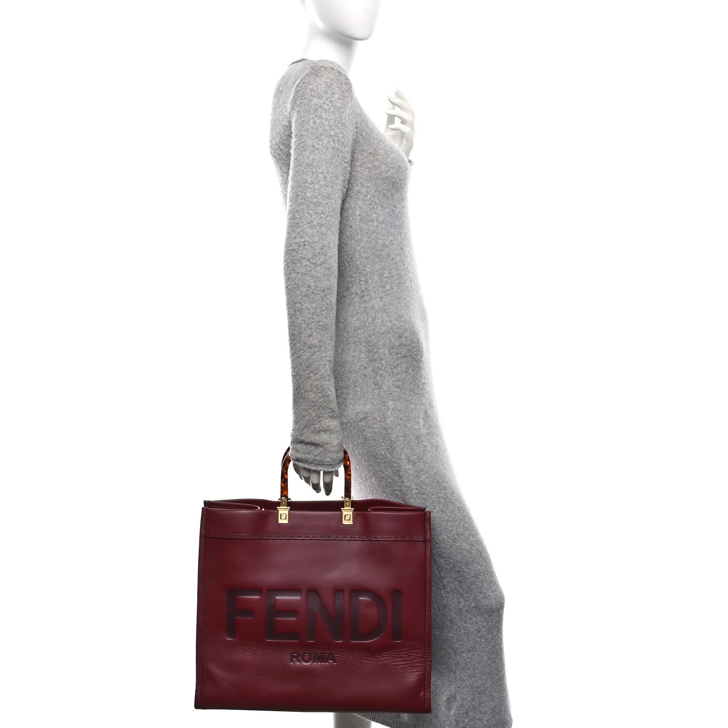 Vitello King Plexiglass Logo Embossed Large Fendi Sunshine Shopper Barolo 2