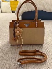Prada — Prada Small Satchel Top Handle Zip W/ Detachable Strap Flower Charm — Handbag — resale