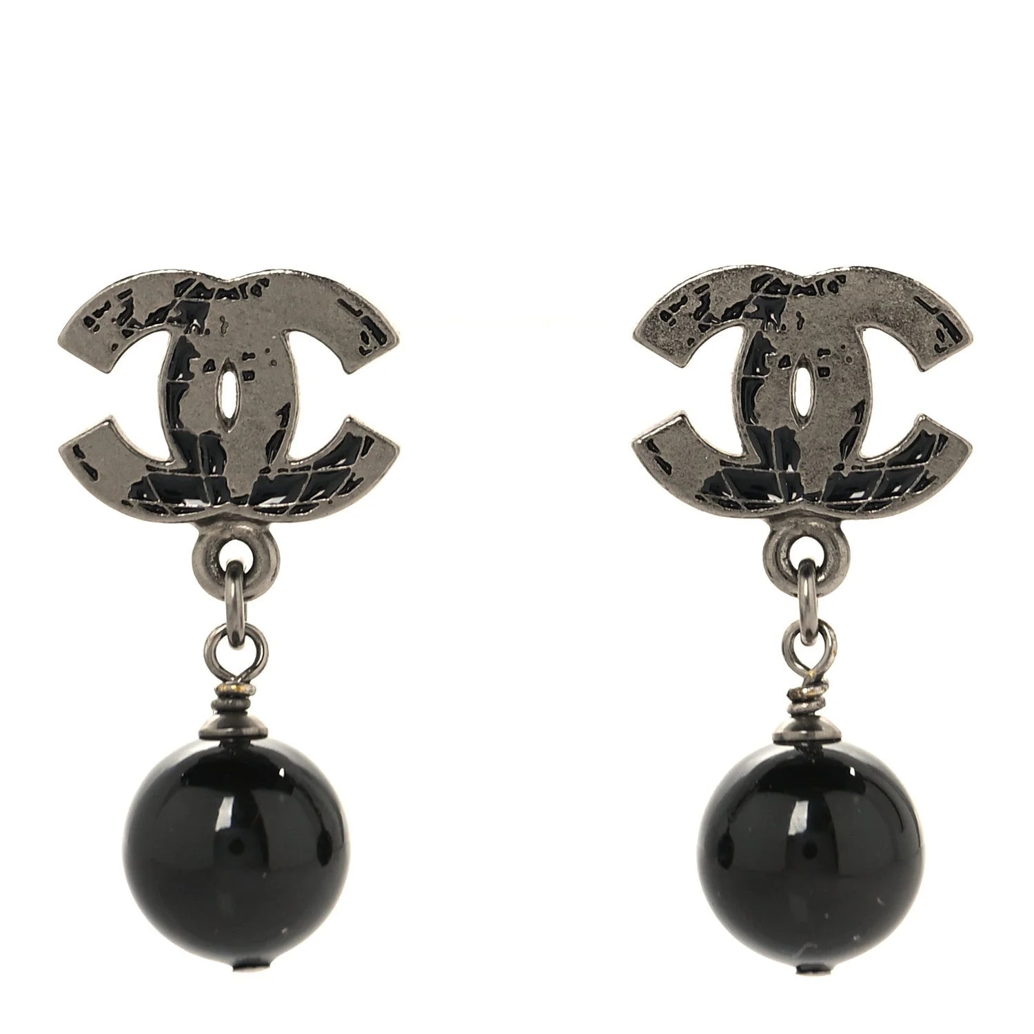 Chanel — Ruthenium Bead CC Drop — Jewelry — resale