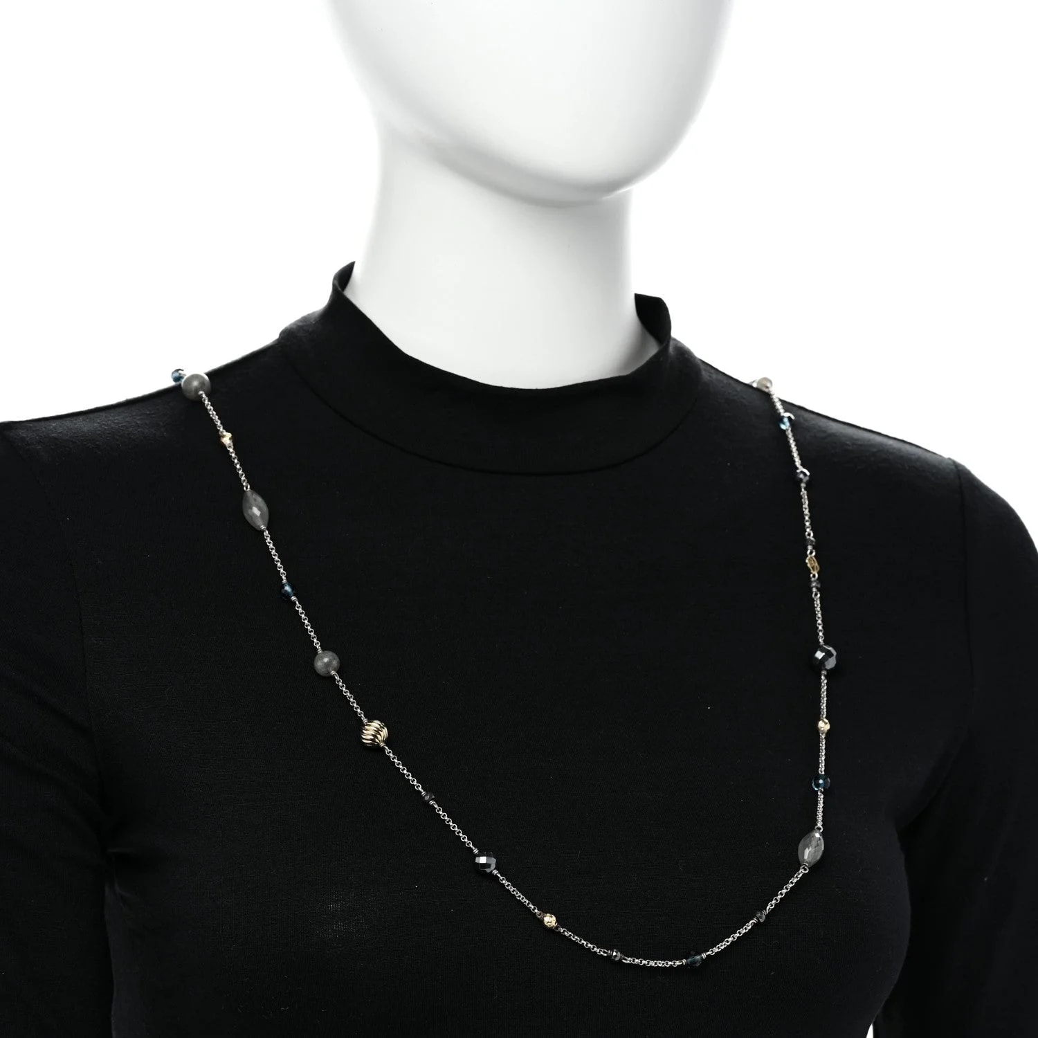 18K Yellow Gold Labradorite Hematine Elements Chain 2