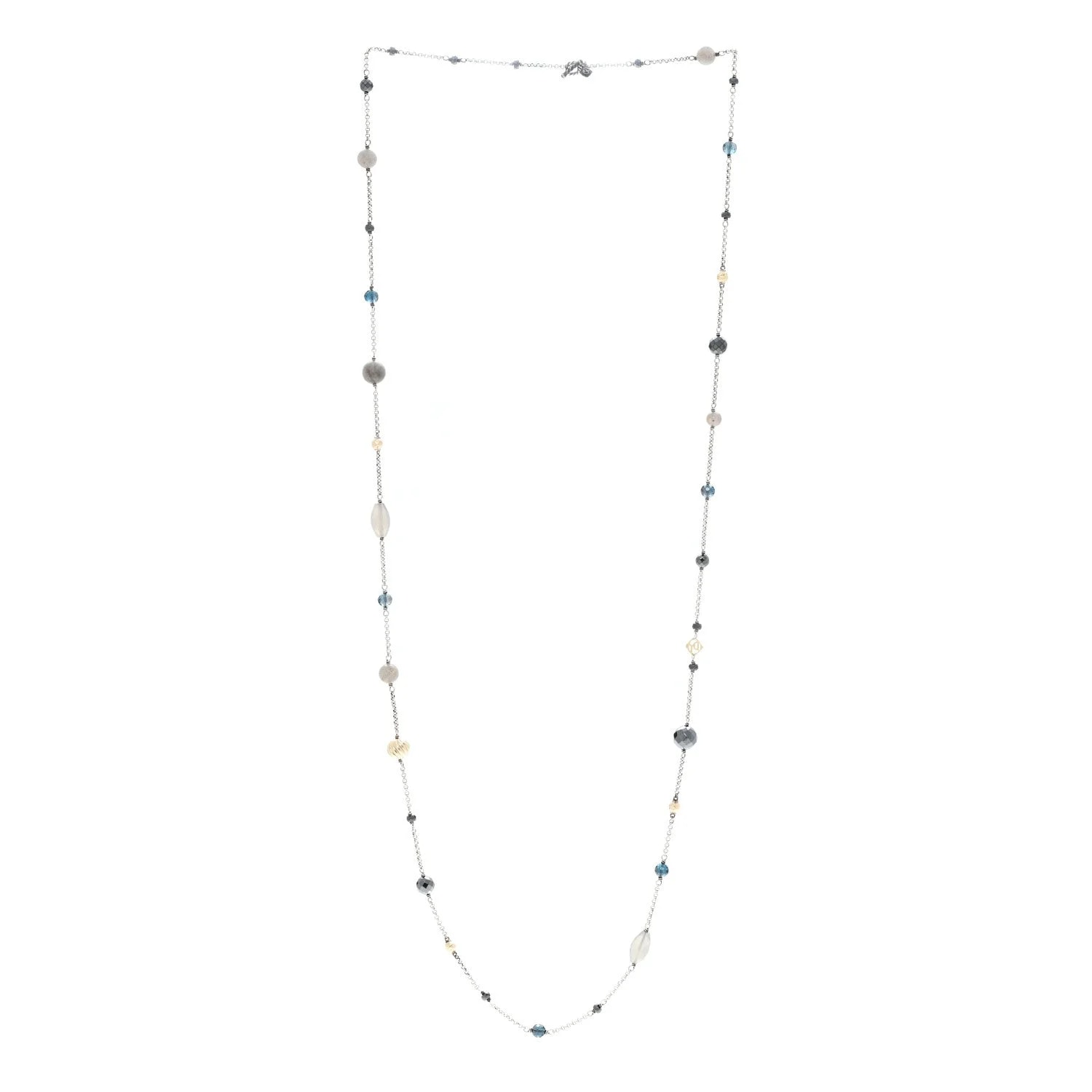 18K Yellow Gold Labradorite Hematine Elements Chain 3