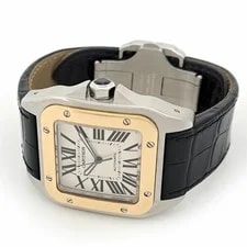 Cartier Santos 100 LM Overhauled W20077X7 Yellow Gold Stainless Steel #TSW100 2