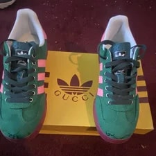 Gucci x Adidas — Gucci X Adidas Gazelle / Low Top Lace Up Monogram Sneakers 737967 — Sneaker — resale