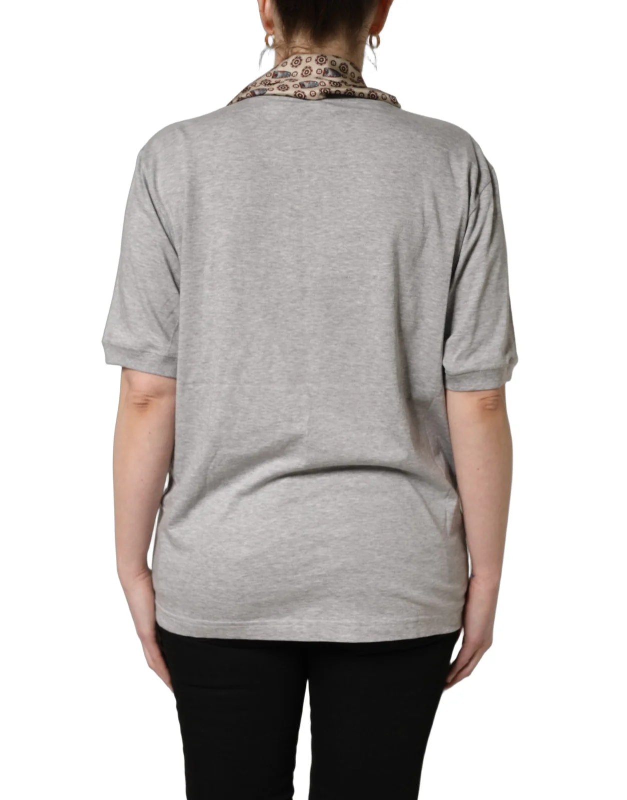 Dolce & Gabbana V-neck Owl Scarf Top T-shirt 4