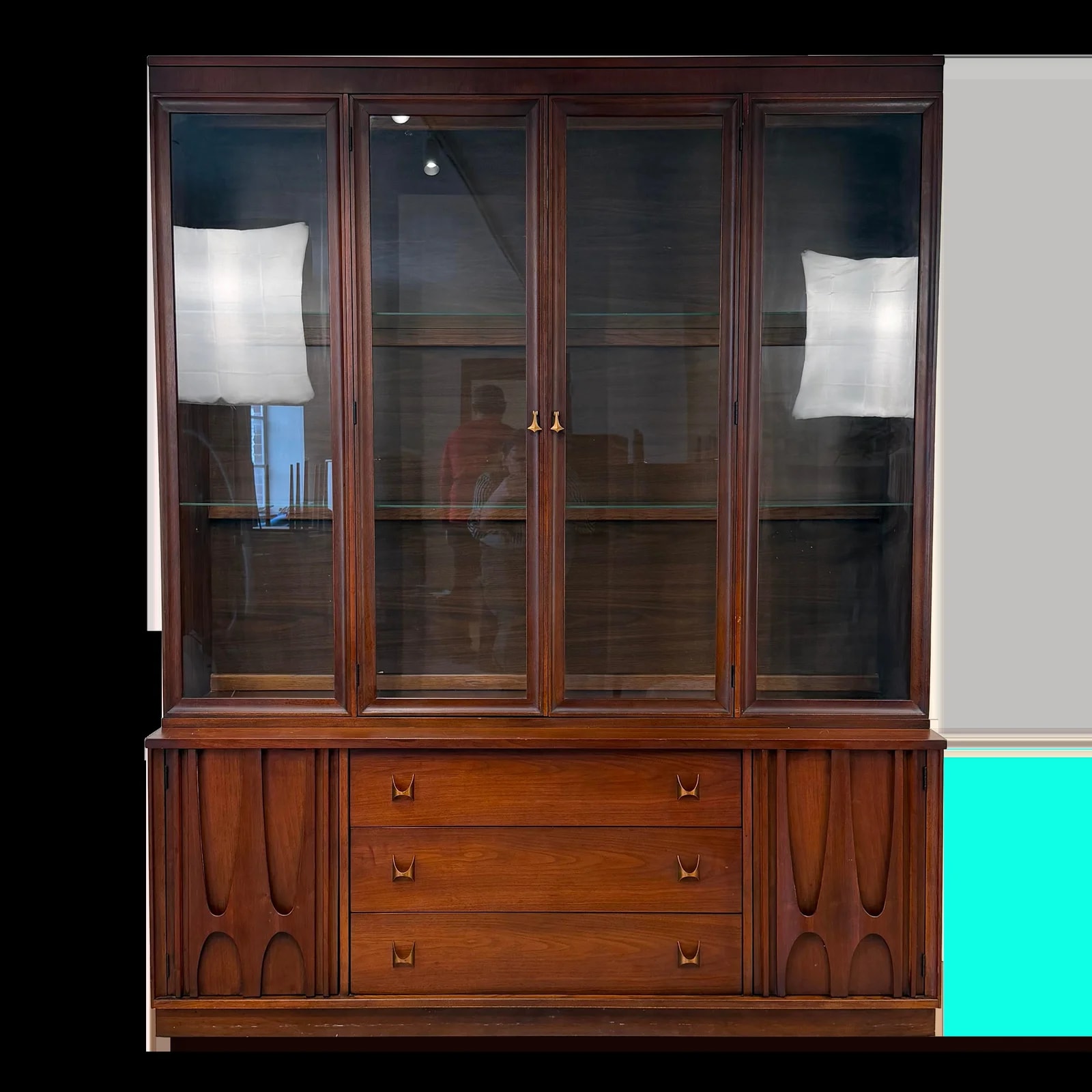 Broyhill Brasilia — Mid Century Modern Broyhill Brasilia Two-Piece Hutch — Furniture — resale