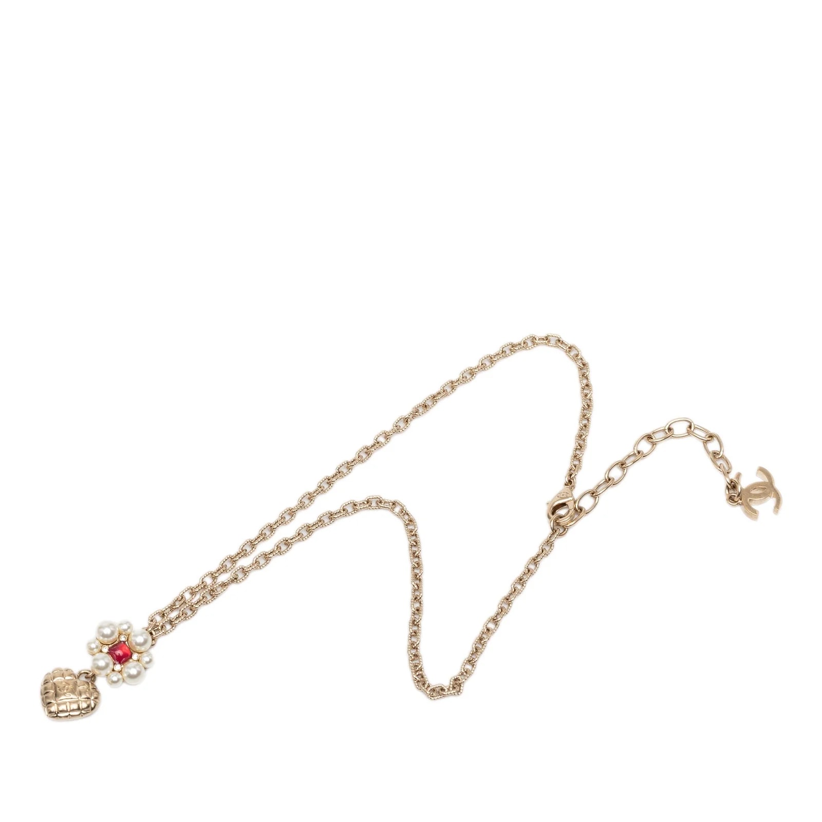 Chanel — CC Faux Flower and Strass Heart — Jewelry — resale