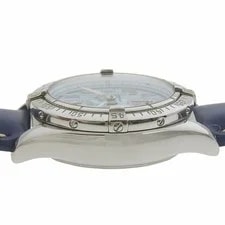 Breitling Chronocockpit A13358 Light Blue Dial SS Stainless Steel Leather 103.4g 3