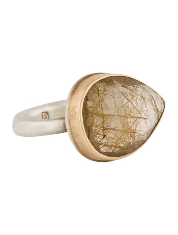 Jamie Joseph — Two-Tone Rutilated Quartz Cocktail Ring — Jewelry — resale