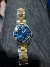 TAG Heu Er Aquaracer 300M Gold Steel Sapphire Crystal Blue Dial Wrist 18cm 2