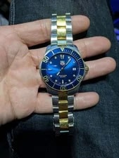 TAG Heu Er Aquaracer 300M Gold Steel Sapphire Crystal Blue Dial Wrist 18cm 3