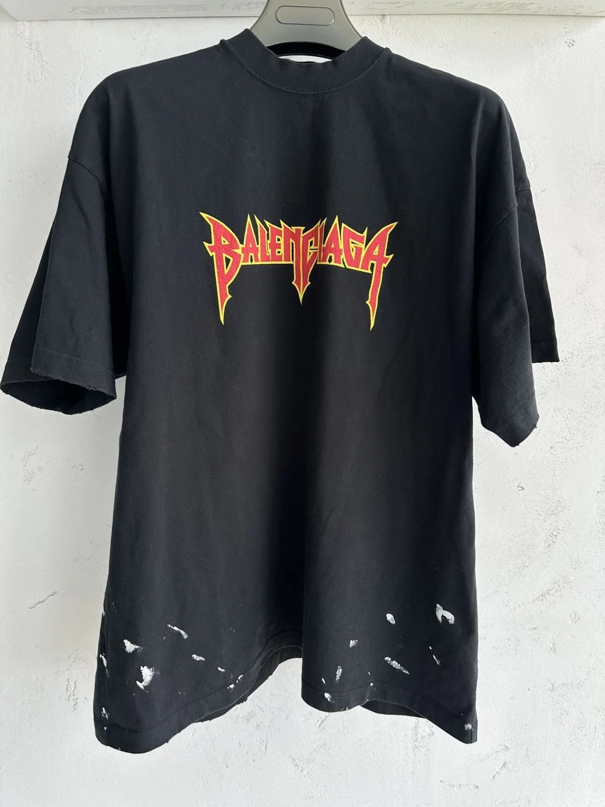Balenciaga — Balenciaga Metal Rock Band Logo Distressed Tee — streetwear — resale