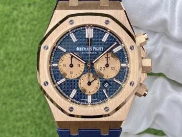 Audemars Piguet — Audemars Piguet Royal Oak 18K Rose Gold “Blue Grande Tapisserie” 42MM - Ref 26331OR.OO.D315CR.01 (Immaculate 2017 Complete SET) — Watch — resale