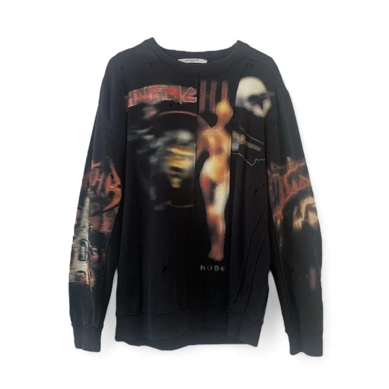 Givenchy — Givenchy Distressed Heavy Metal Print Sweatshirt — streetwear — resale