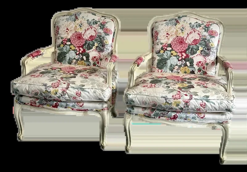 Century Furniture — Louis XVI Style Floral Chintz Upholstered Century Furniture - A Set of 2 — Furniture — resale