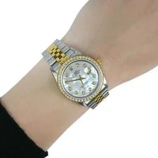 36mm Rolex Datejust 1601 Jubilee White MOP Dial 3.30Ct Diamond Bezel 2