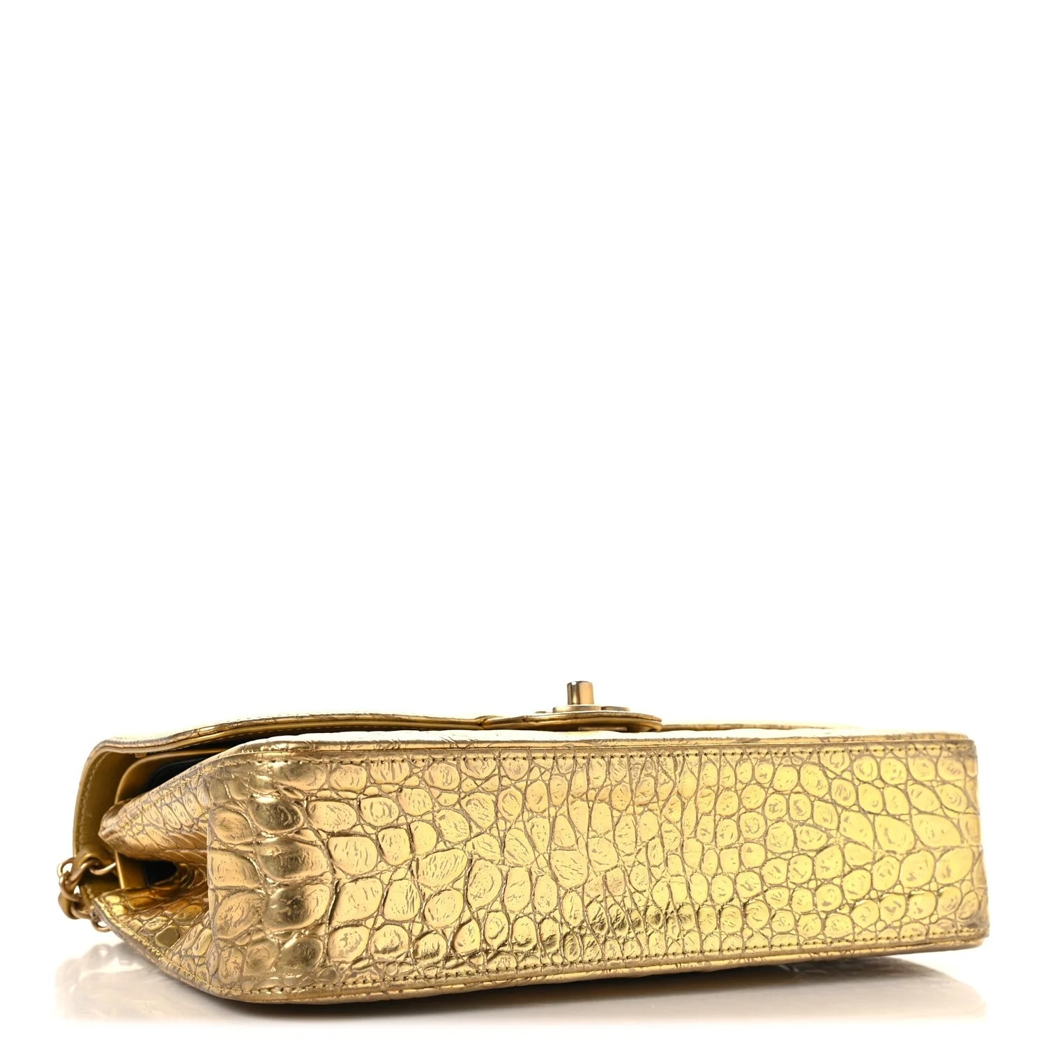 Metallic Embossed Cocodile Medium Double Flap 4