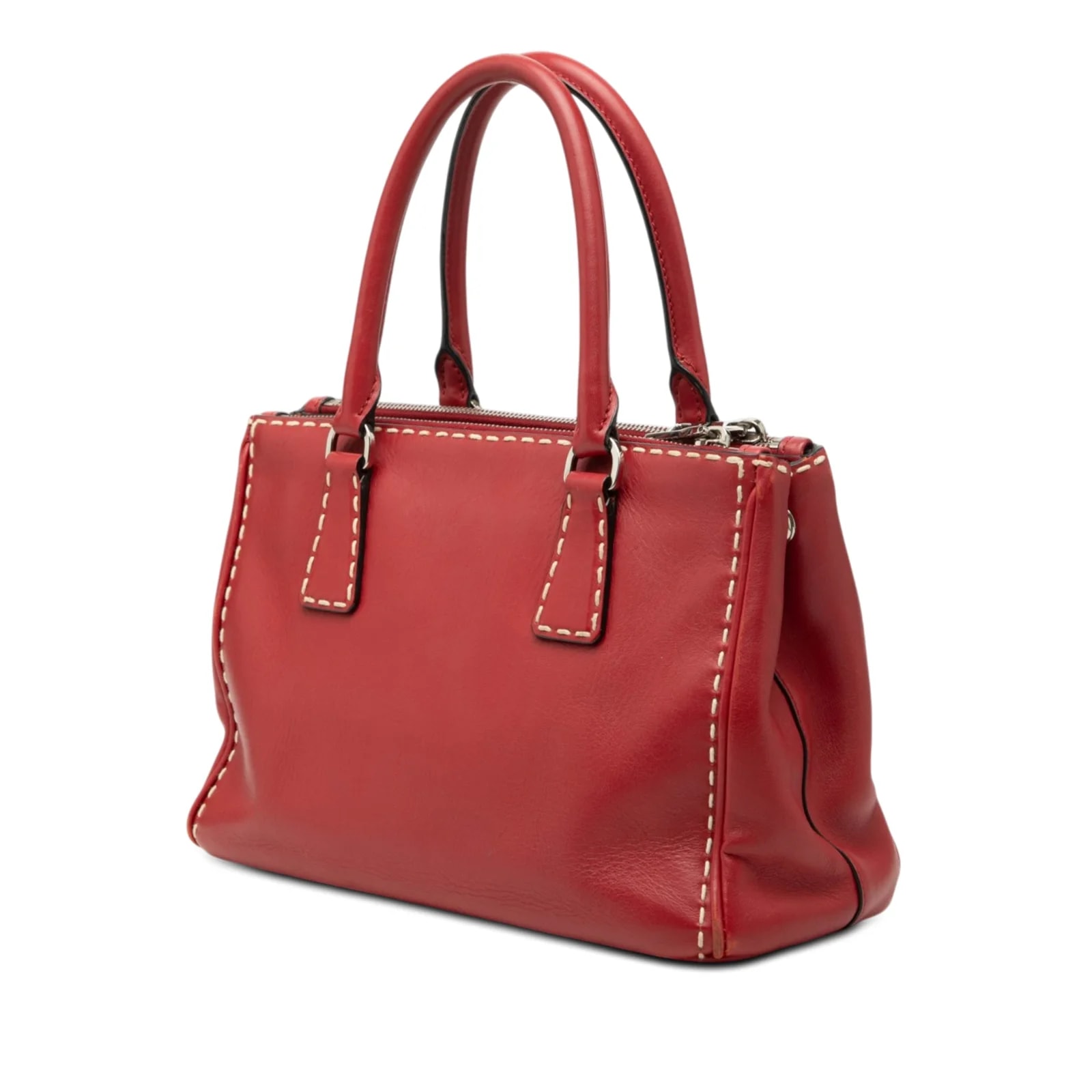 Small City Calf Hand Stitched Galleria Double Zip Satchel 2