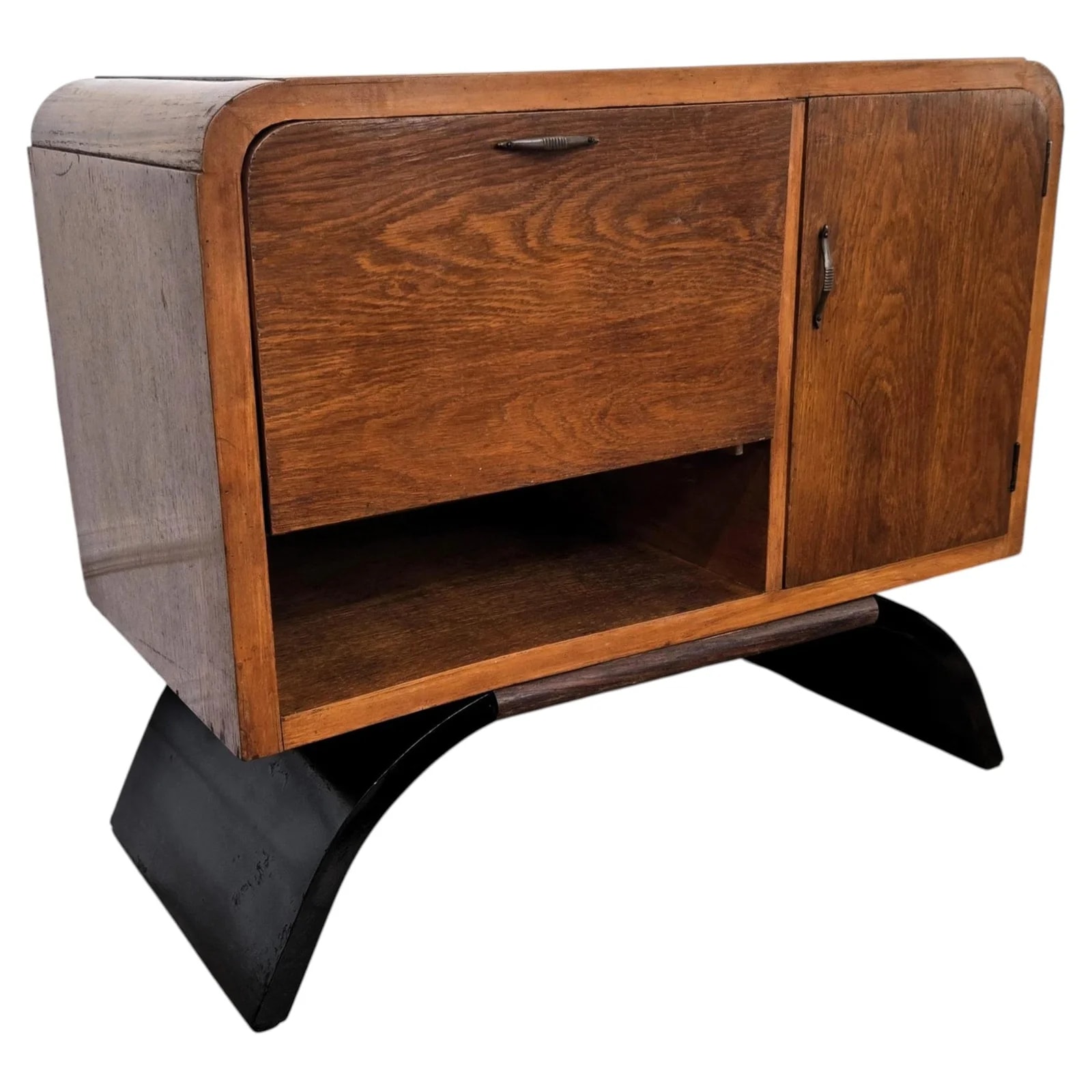 1950s Art Deco Mid-Century Italian Walnut Burl and Mirror Mosaic Dry Bar Cabinet — Furniture — resale