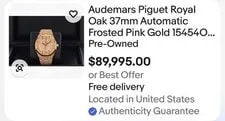 Audemars Piguet — Audemars Piguet Royal Oak 37mm Automatic Frosted Pink Gold Date Indicator — Watch — resale