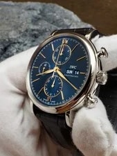 IWC Portofino Chronograph Blue Gold Hands IW391036 Factory Warranty Till 2029! 3
