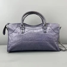 Balenciaga City Large Crackled Braided Handle Antique Auth 2