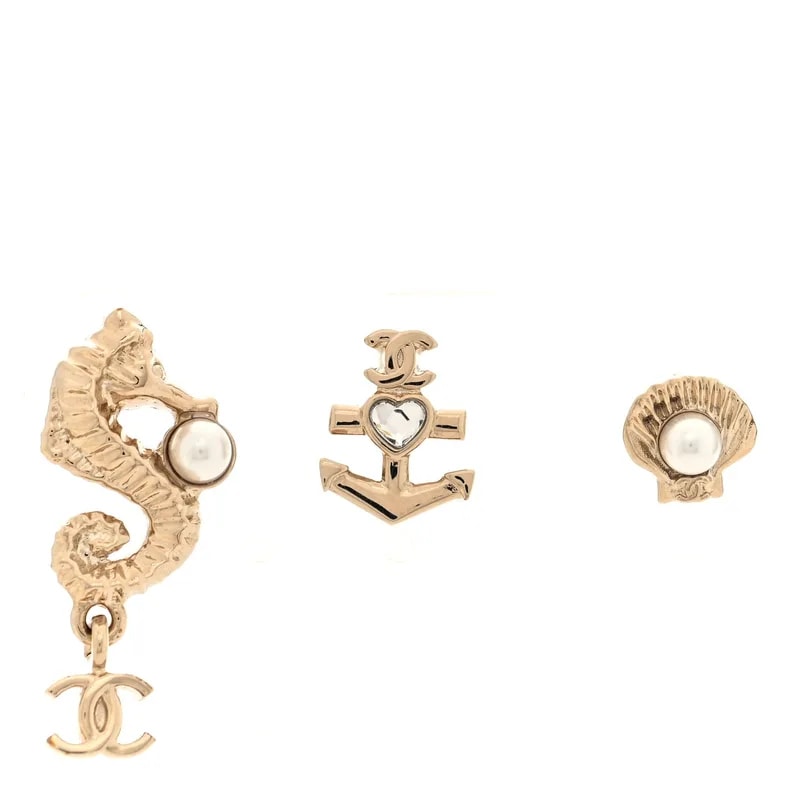 Chanel — Metal Anchor Seahorse Shell Set — Jewelry — resale
