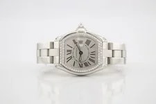 Cartier Roadster Silver Dial Diamond Encrusted Stainless Steel W62016V3 2