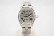 Cartier Roadster Silver Dial Diamond Encrusted Stainless Steel W62016V3 3