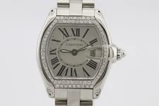Cartier Roadster Silver Dial Diamond Encrusted Stainless Steel W62016V3 4
