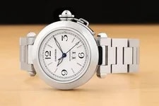 Cartier Pasha C BIG Date W31044M7 35MM White Stainless Steel 2