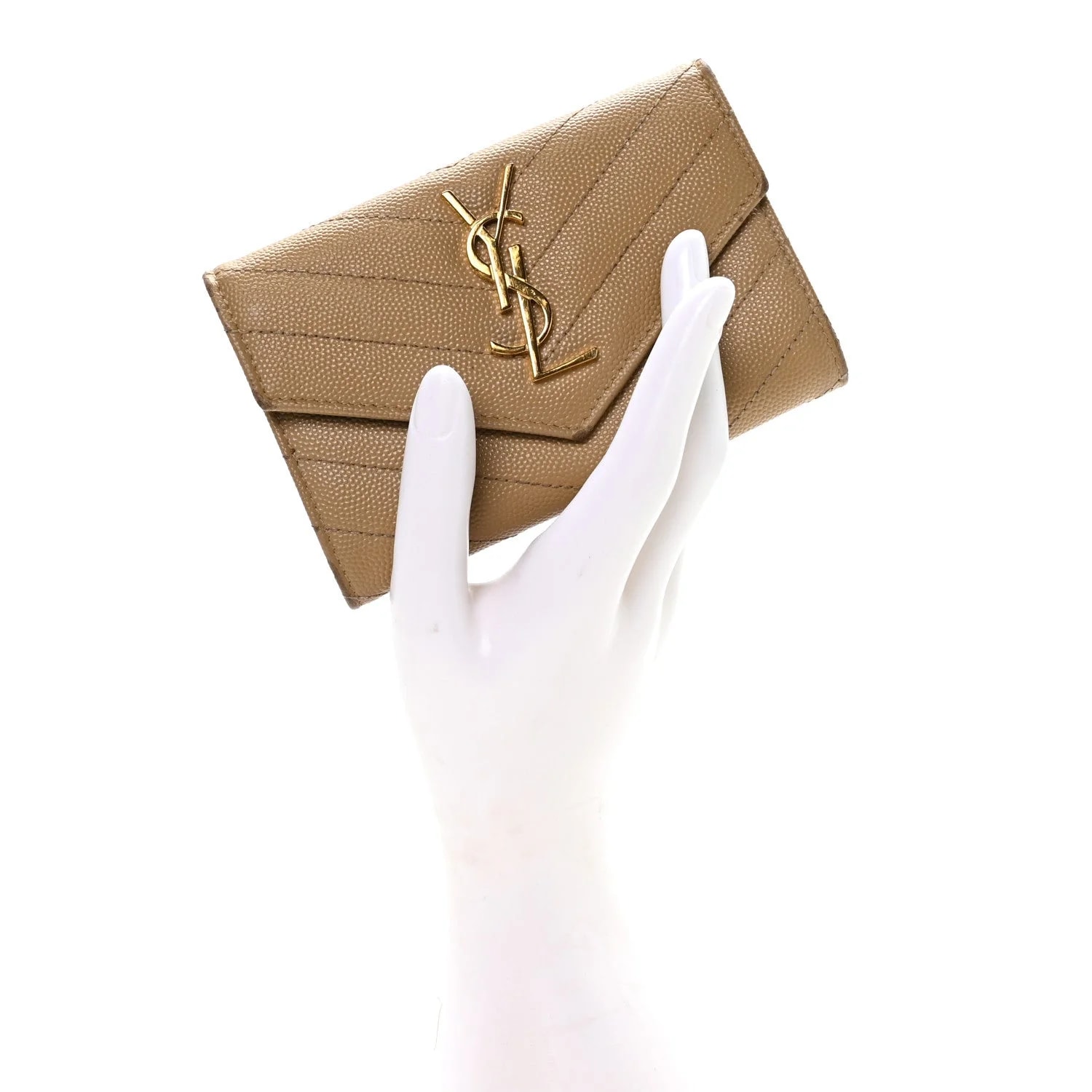 Grain de Poudre Chevron Small Envelope Wallet Dark Latte 2