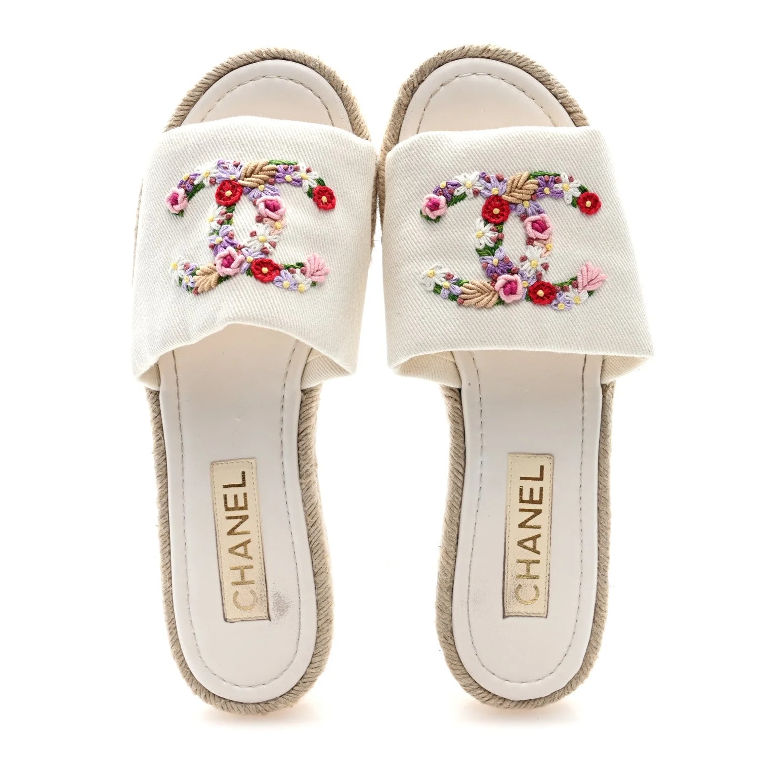 Embroidered CC Floral Espadrille Slip on 40 2