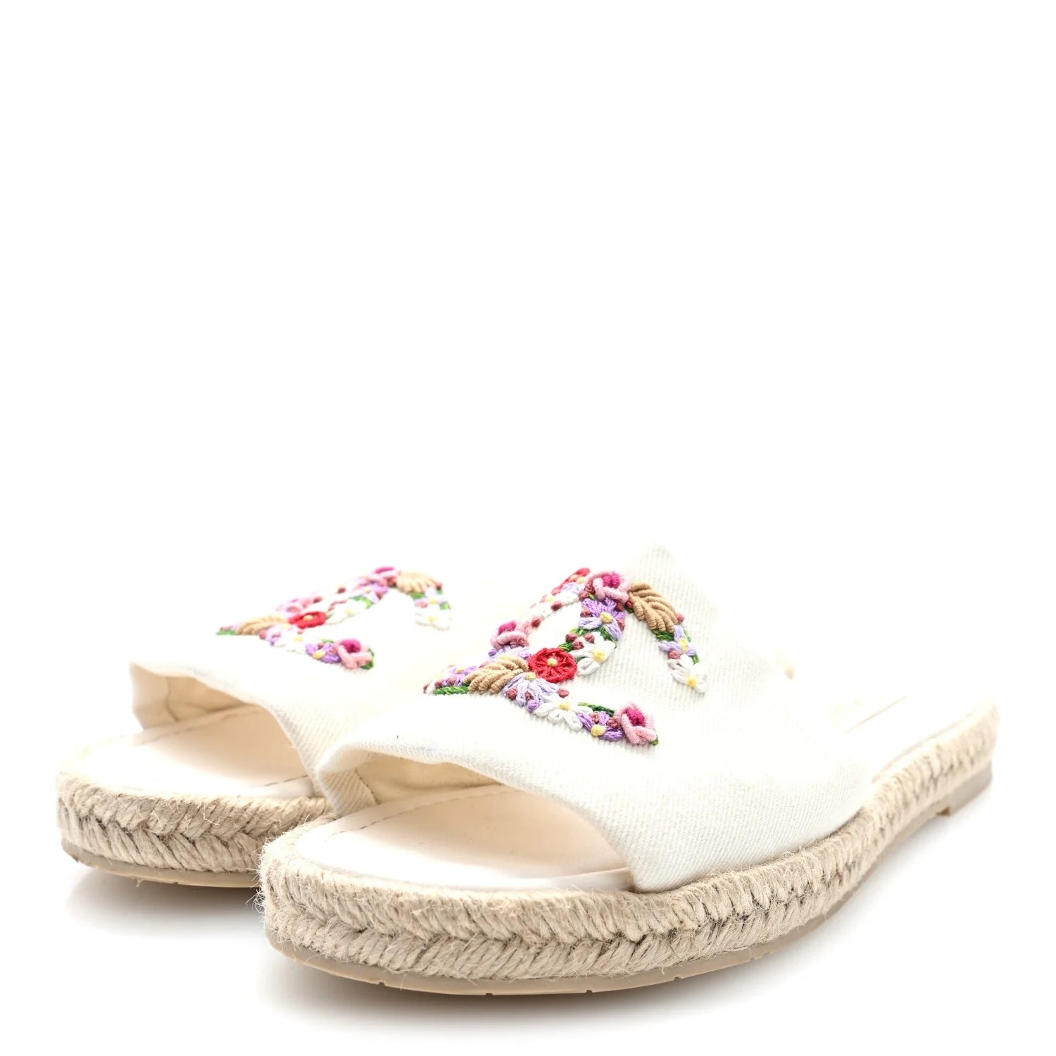 Embroidered CC Floral Espadrille Slip on 40 4