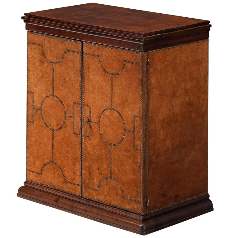 Boet — Otto Schulz for Boet Cabinet in Velvet, Walnut, and Brass Nails — Furniture — resale