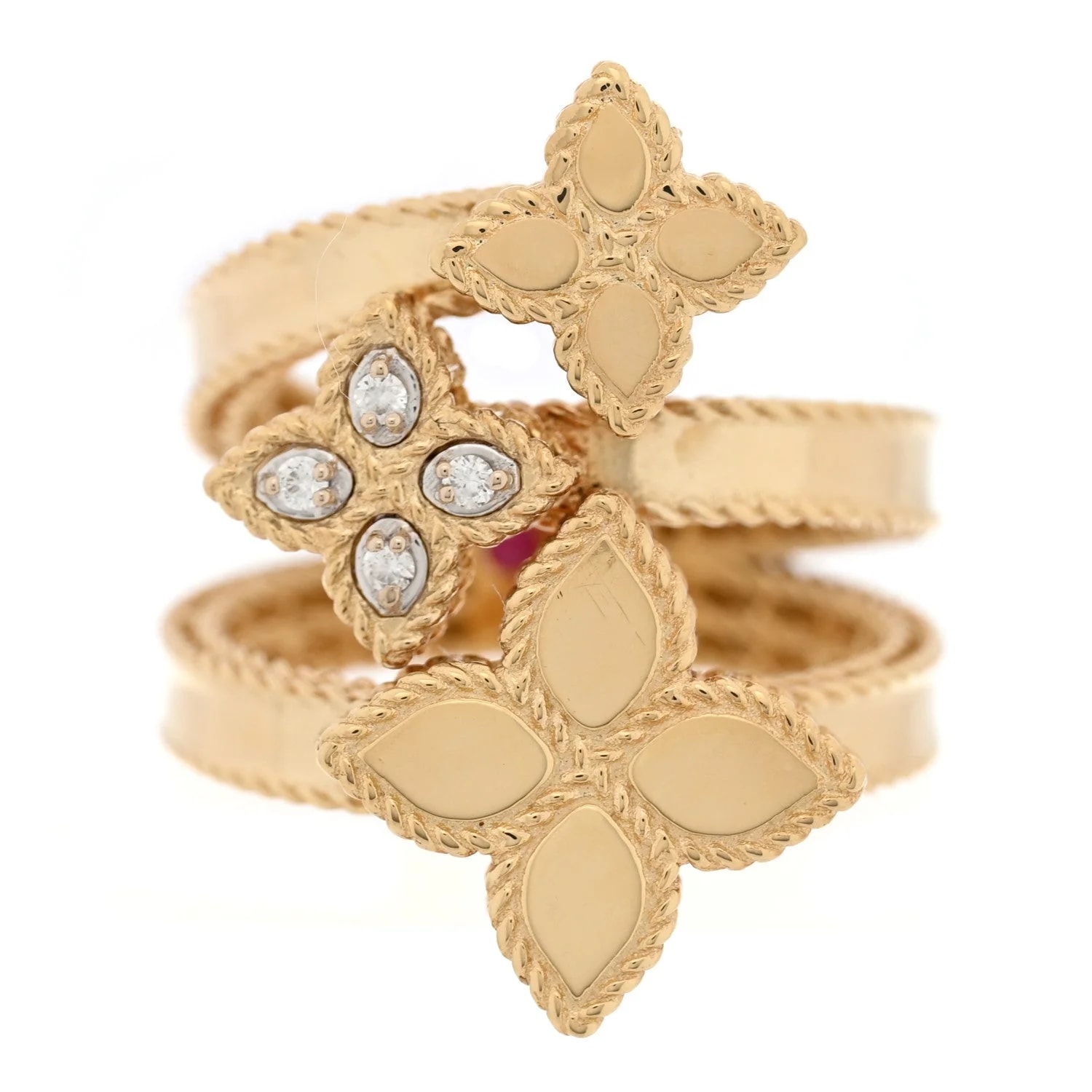 Roberto Coin — 18K Yellow Gold Princess Flower Three Flower — Jewelry — resale