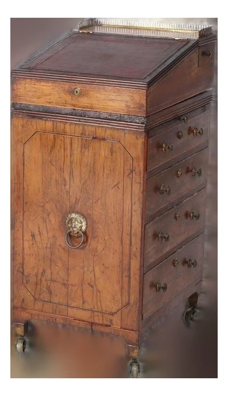 Davenport — Antique English Burl 4 Drawer Top Davenport — Furniture — resale
