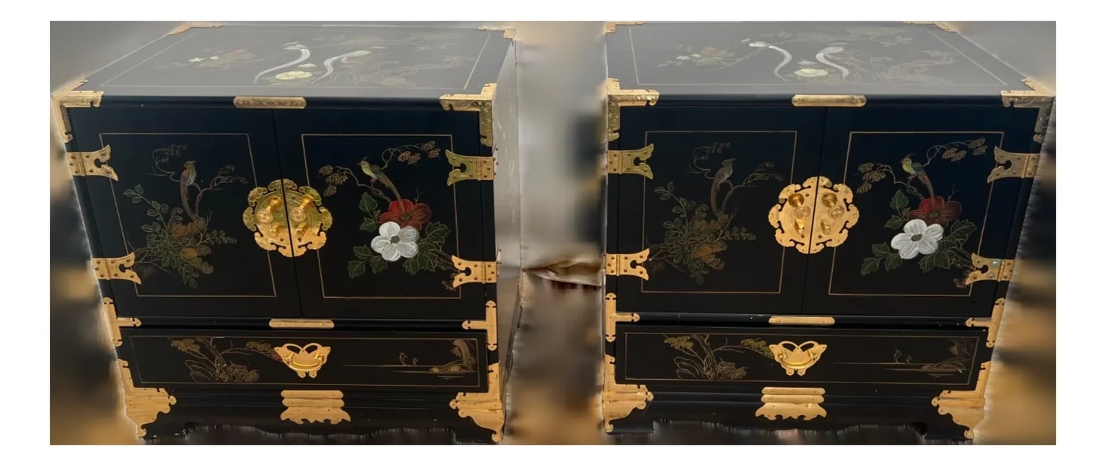 Set of Two Chinoiserie Nightstands Side Japanese Tansu Inspired — Furniture — resale