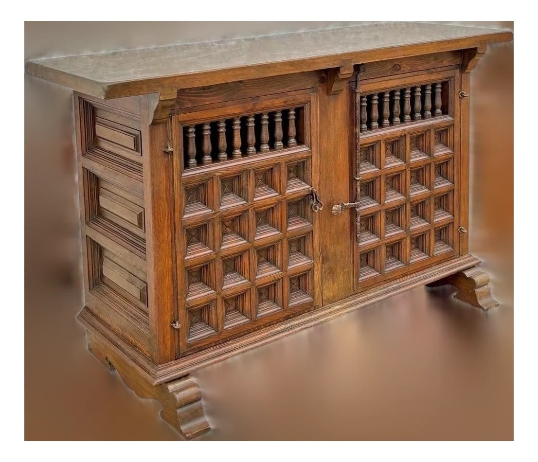 Spanish Renaissance Revival Carved Credenza, 20th Century — Furniture — resale