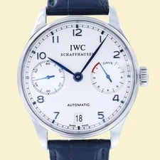IWC — IWC Portuguese Automatic Silver Dial on Crocodile Skin IW500705 Papers 2020 — Watch — resale